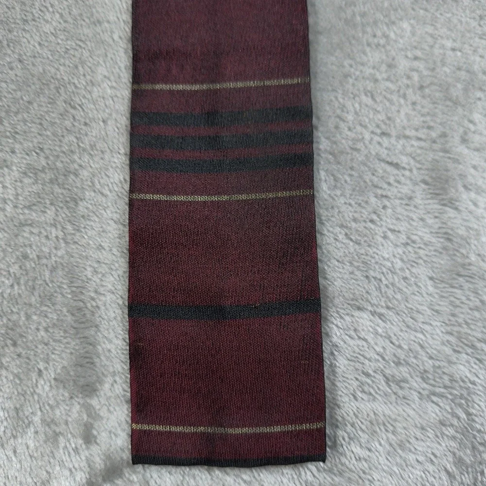 Vintage Fernando Cambini Square‎ Tip Tie Mens Red Striped Firenze Knit Flat End